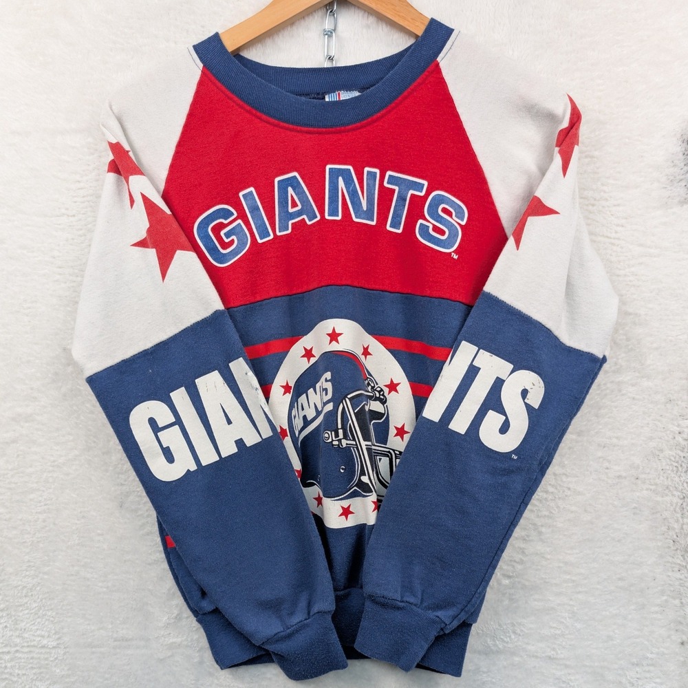 VTG NY Giants Garan AOP Sweatshirt Men's Small Blue NFL Football Sportswear 90s